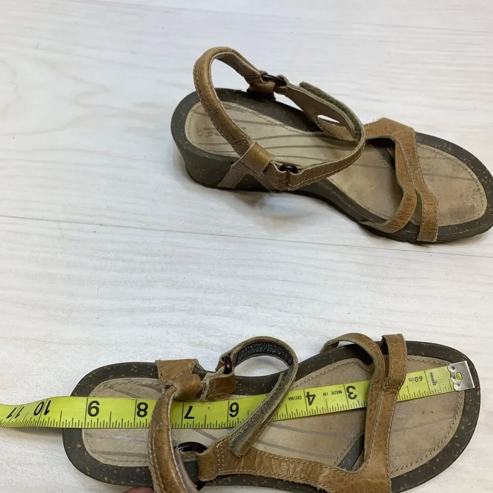 Teva Cabrillo Women's Size 7 Brown Strappy Leather Wedge‎ Heels Sandals 1002882